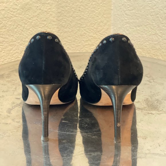 COACH Smith Black Suede Pointed Toe Studded Pumps - Picture 6 of 8